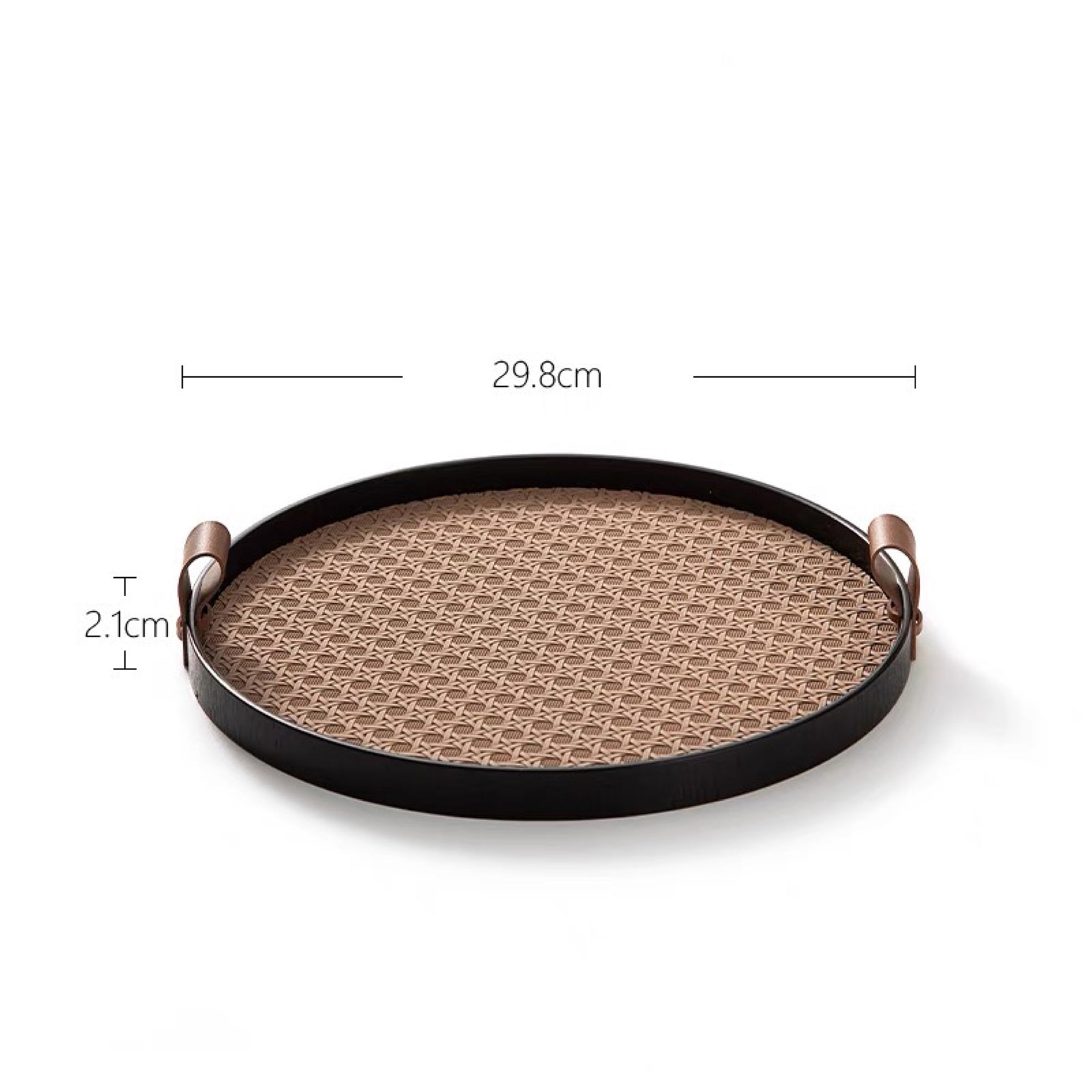 Round Weave Leather Tray