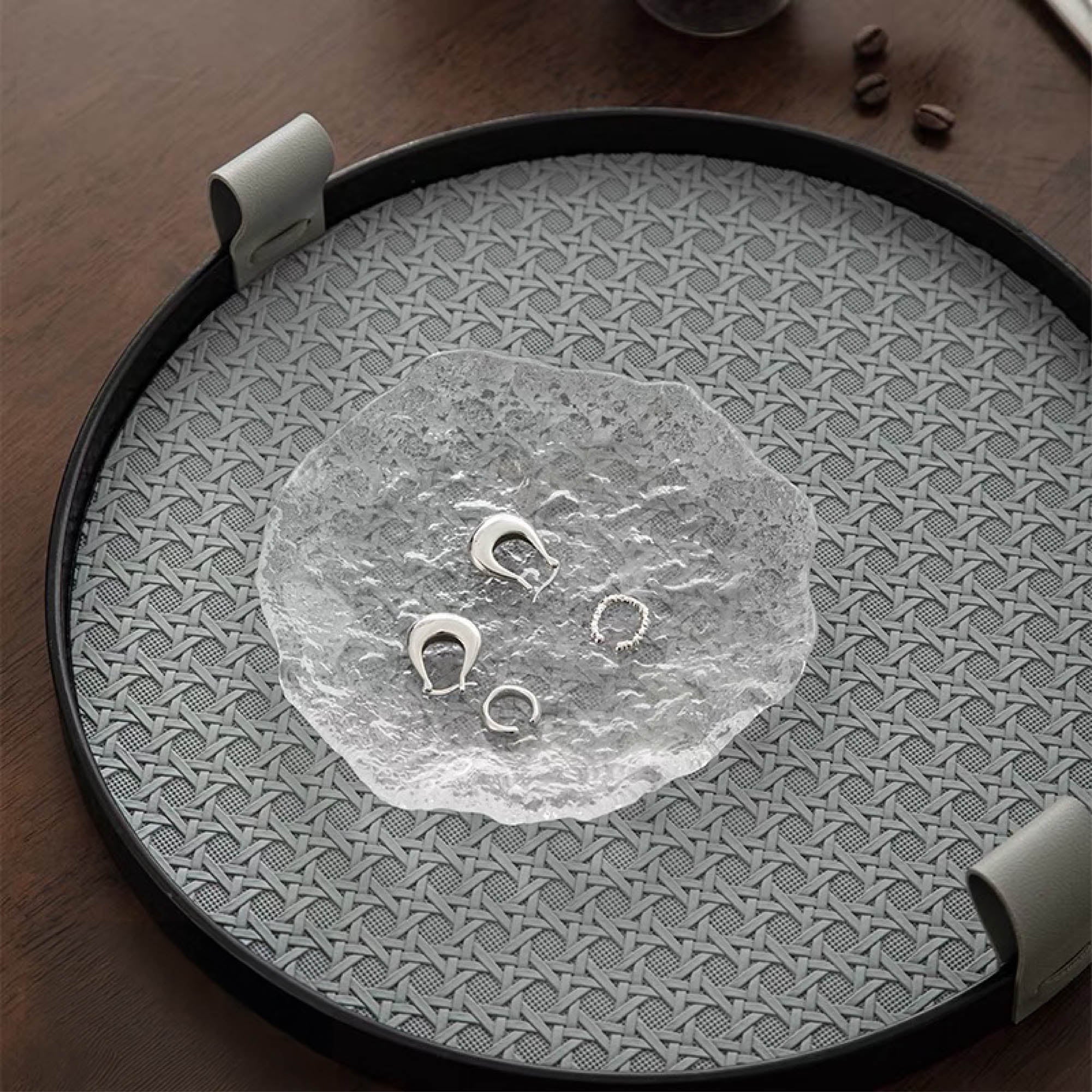 Round Weave Leather Tray