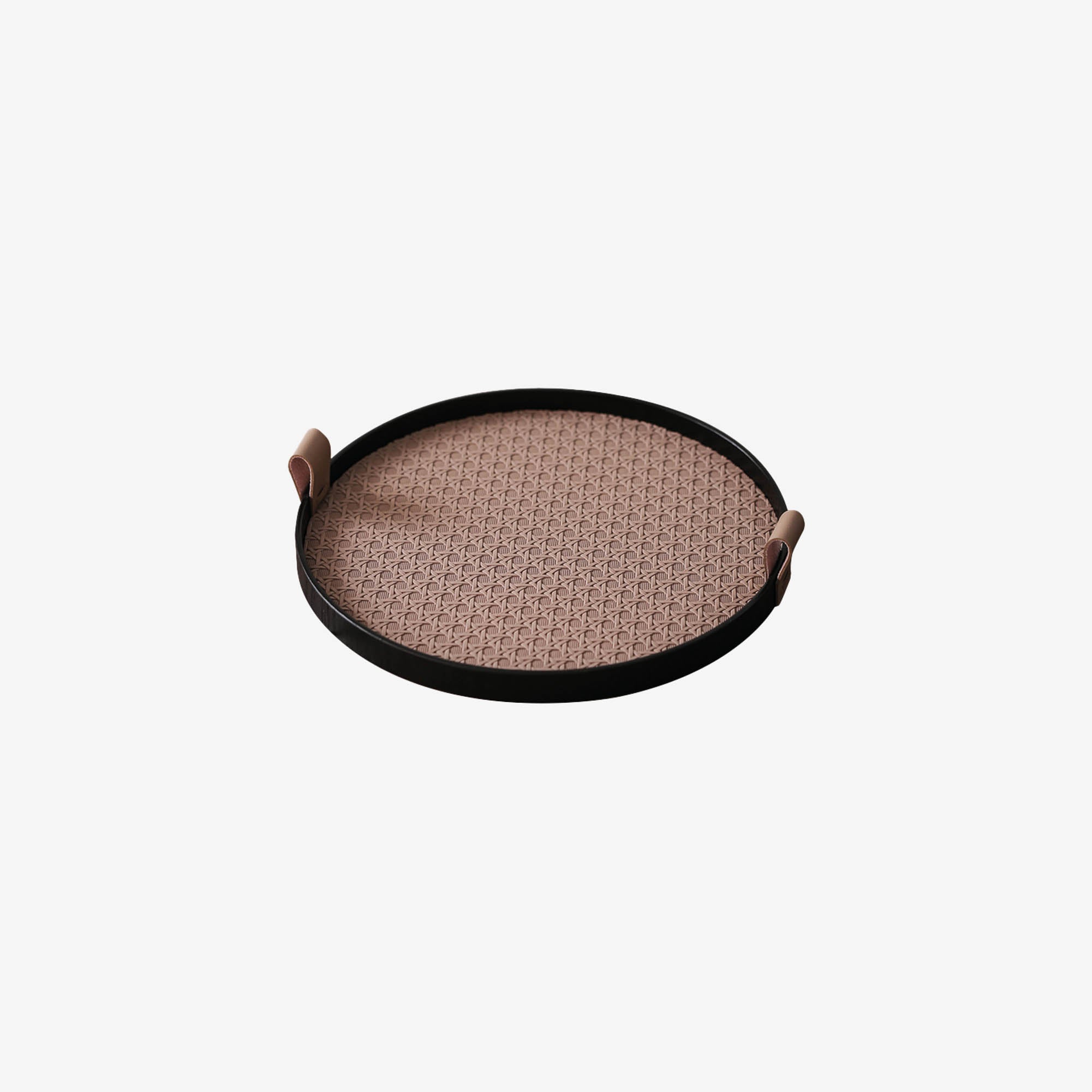 Round Weave Leather Tray