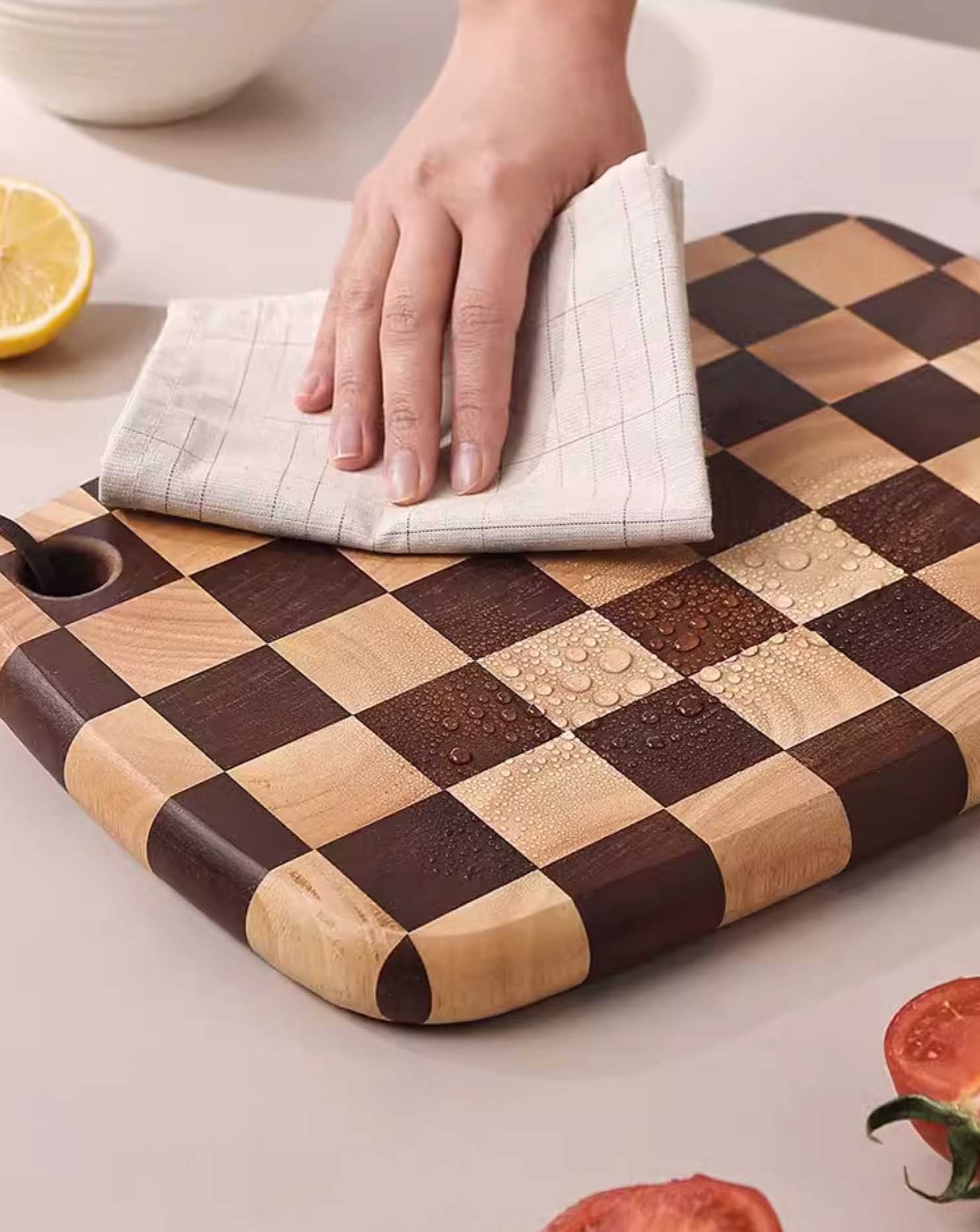 Wooden Checkered Platter