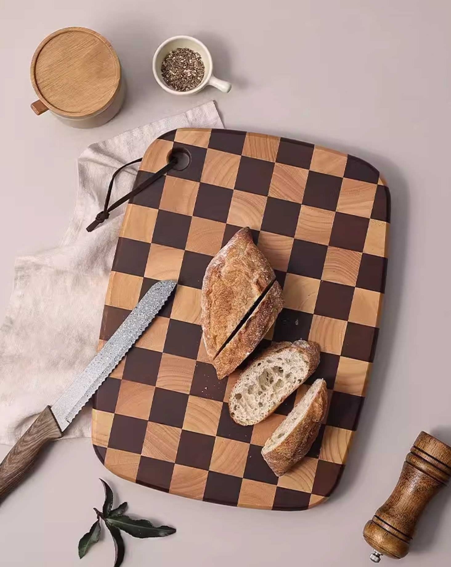 Wooden Checkered Platter