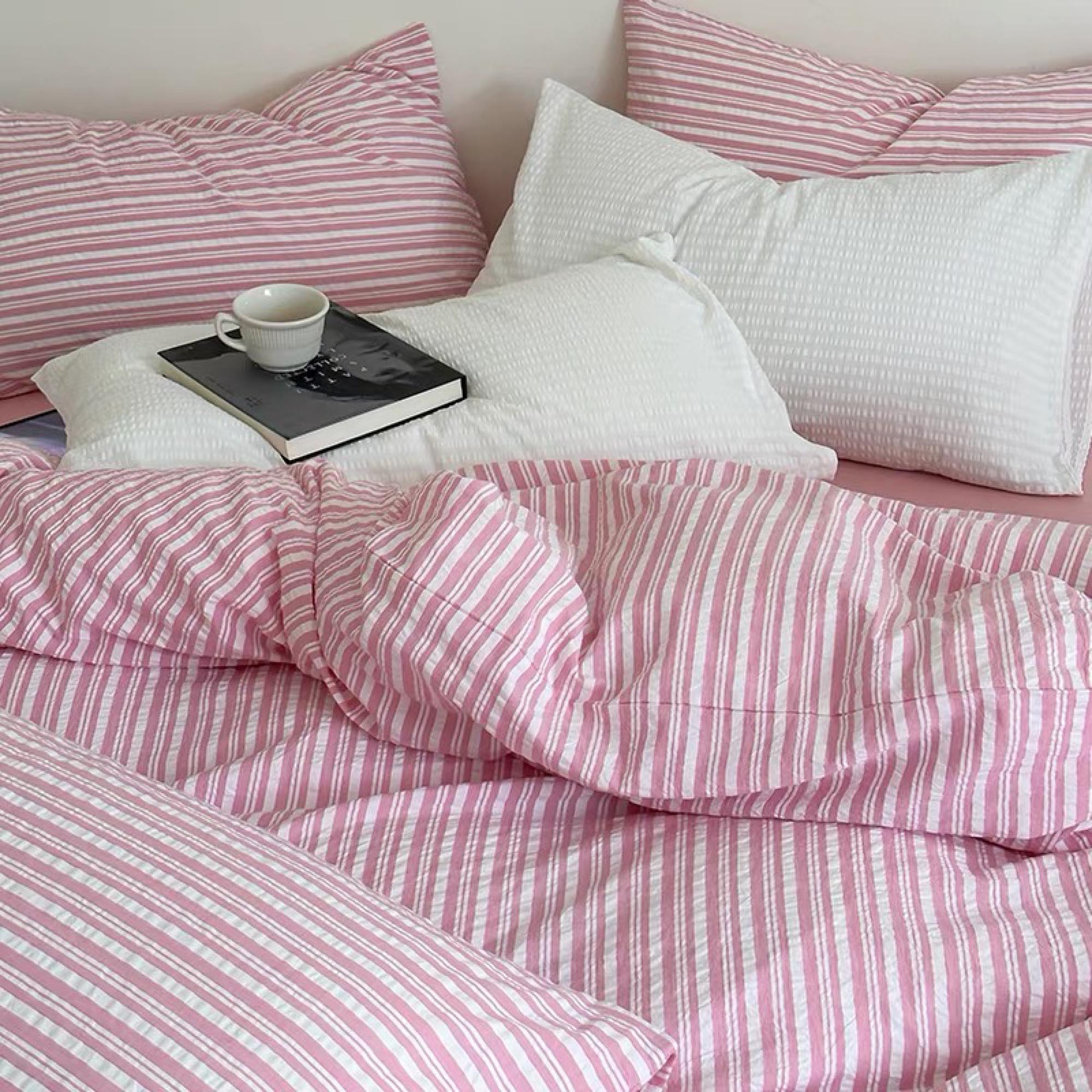 Crinkle Striped Cotton Bedding Set