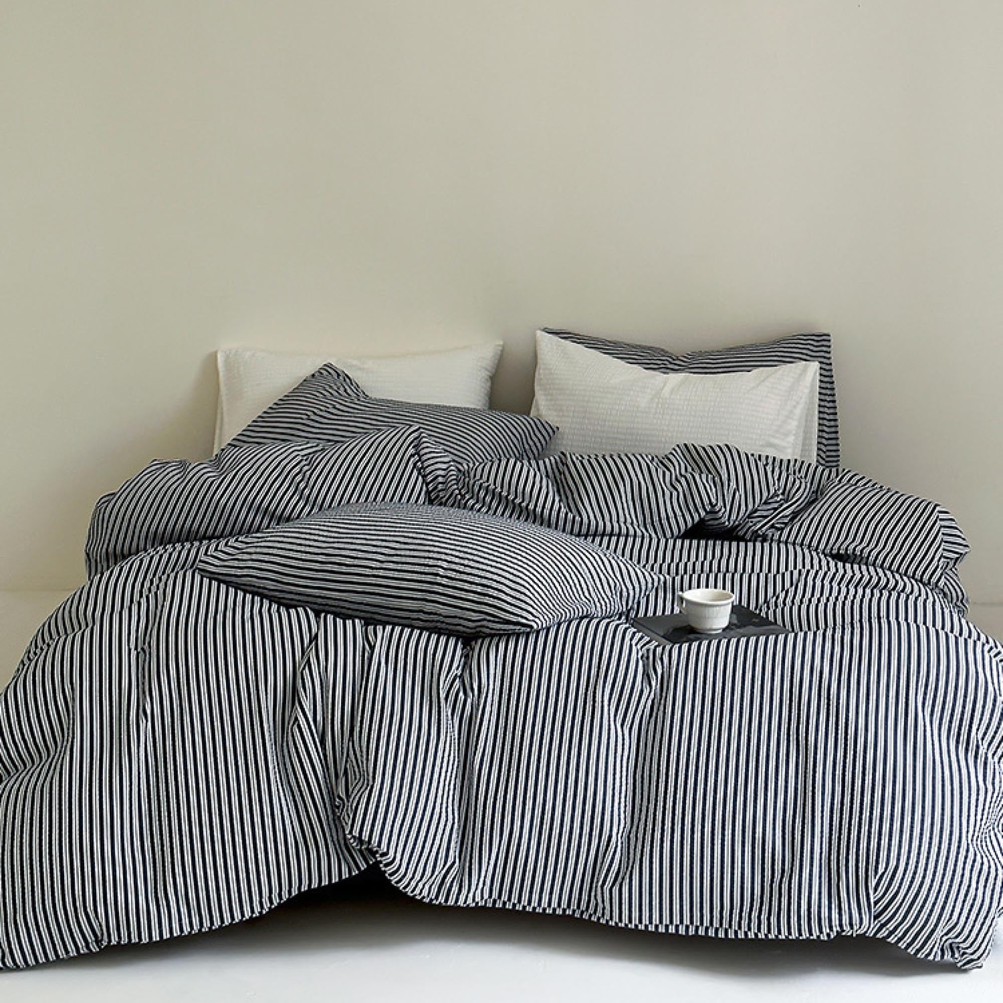 Crinkle Striped Cotton Bedding Set