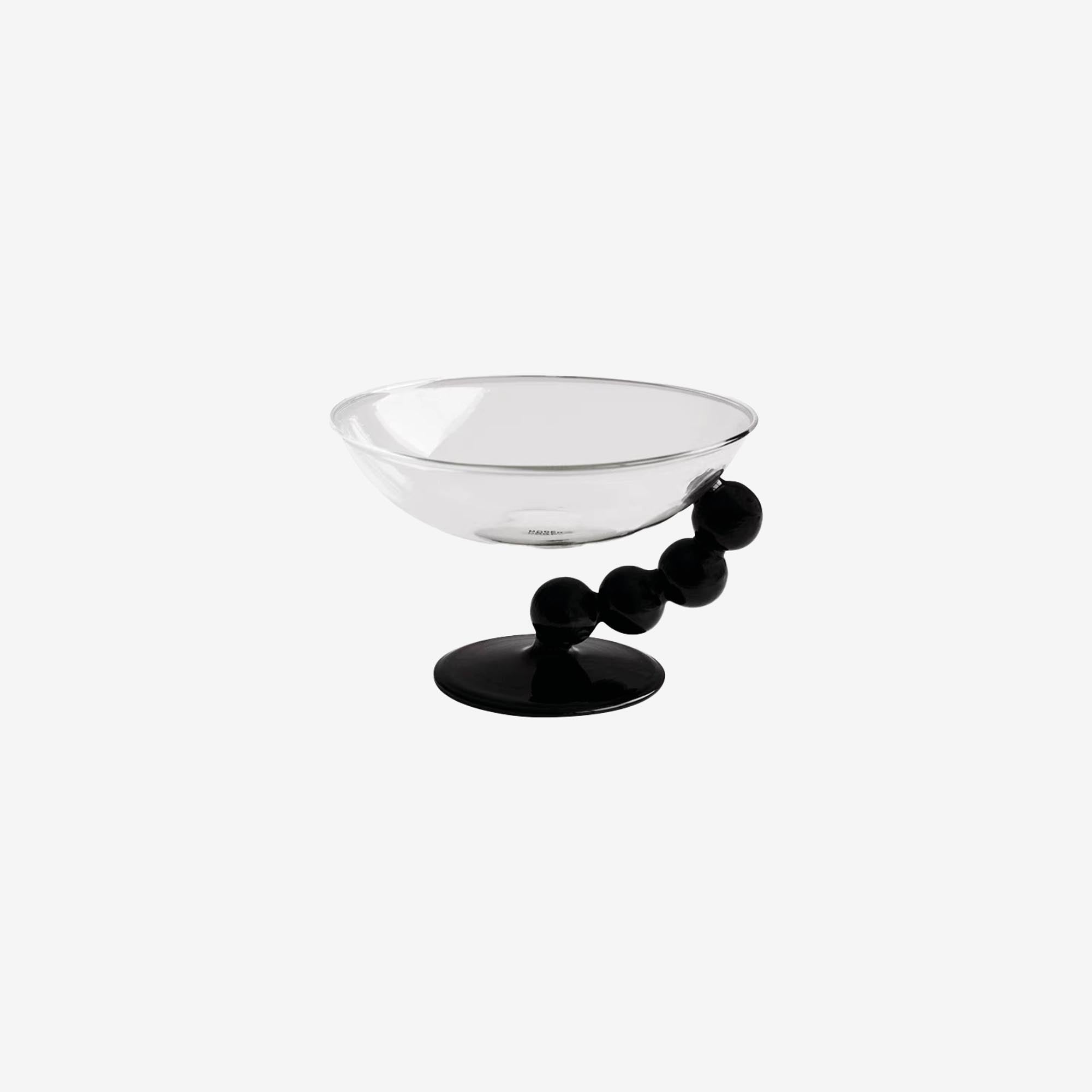 Glass Bowl with Black Curved Pearl Stem