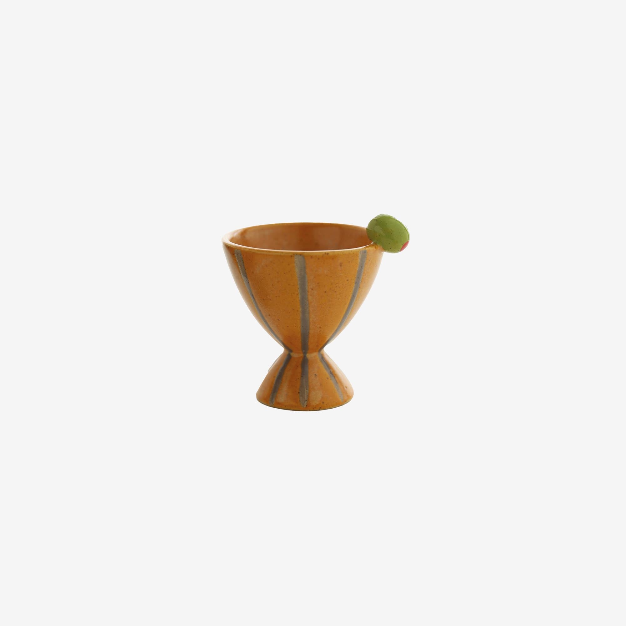 Orange Striped Cone Cup with Olive Edge