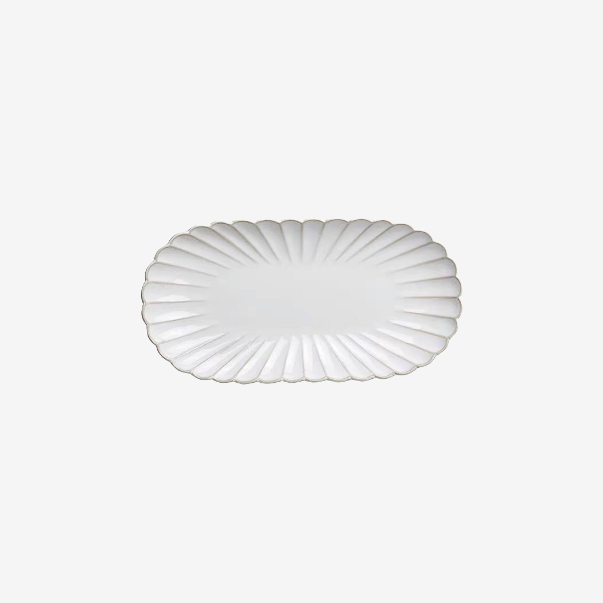 White Scallop Edge Long Plate