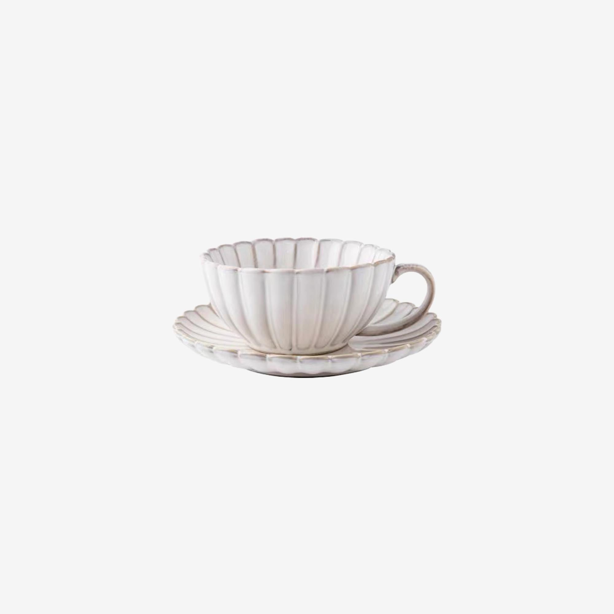 White Scallop Edge Cup & Saucer Set