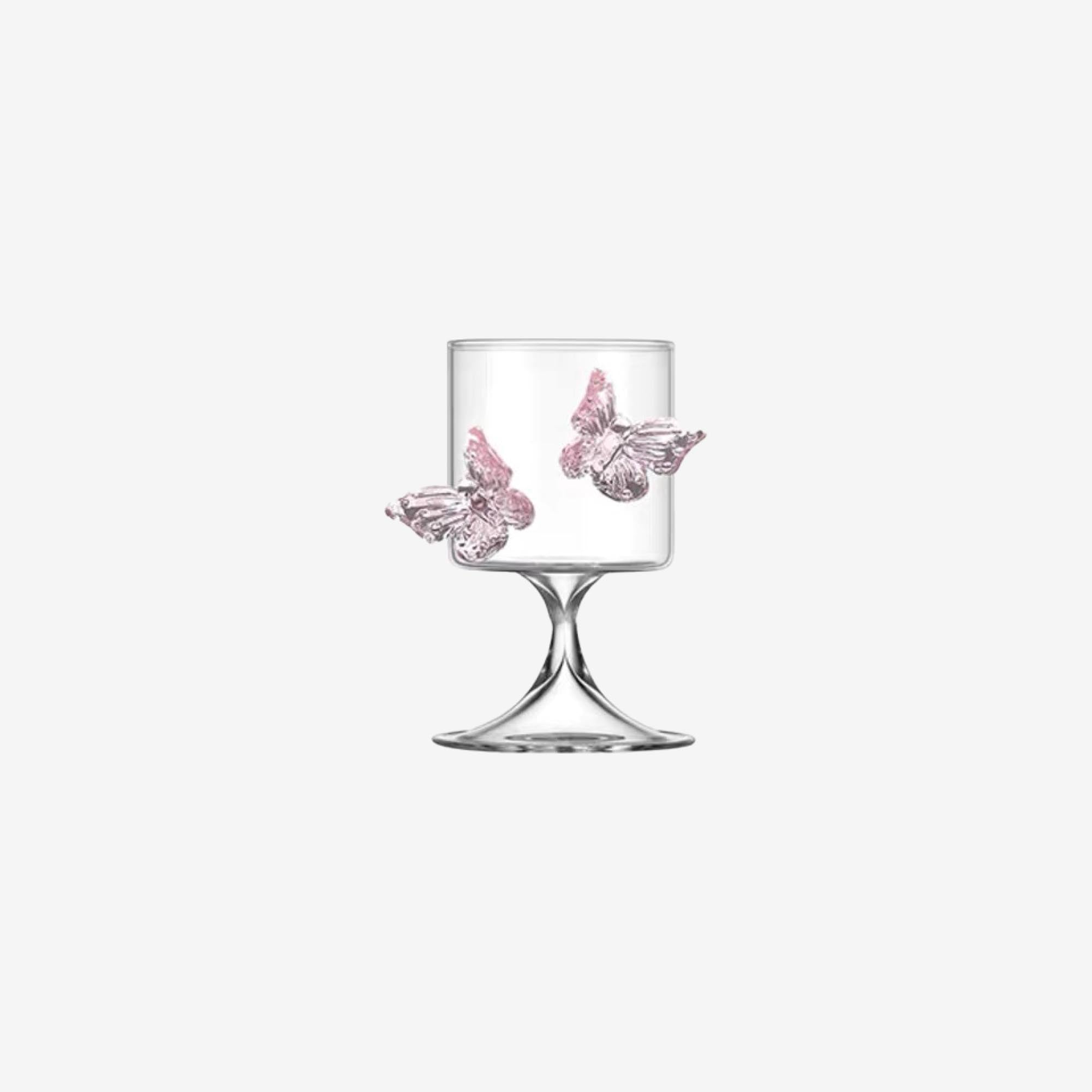 Pink Butterfly Short Glass