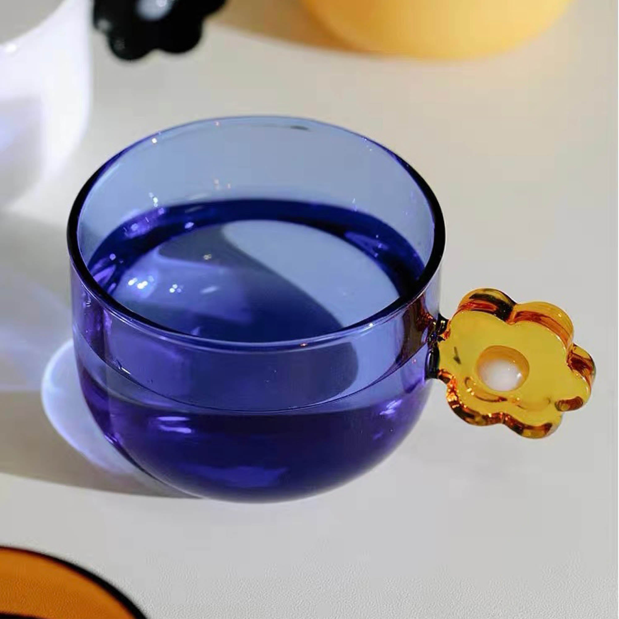 Glass Cup with Flower Handle