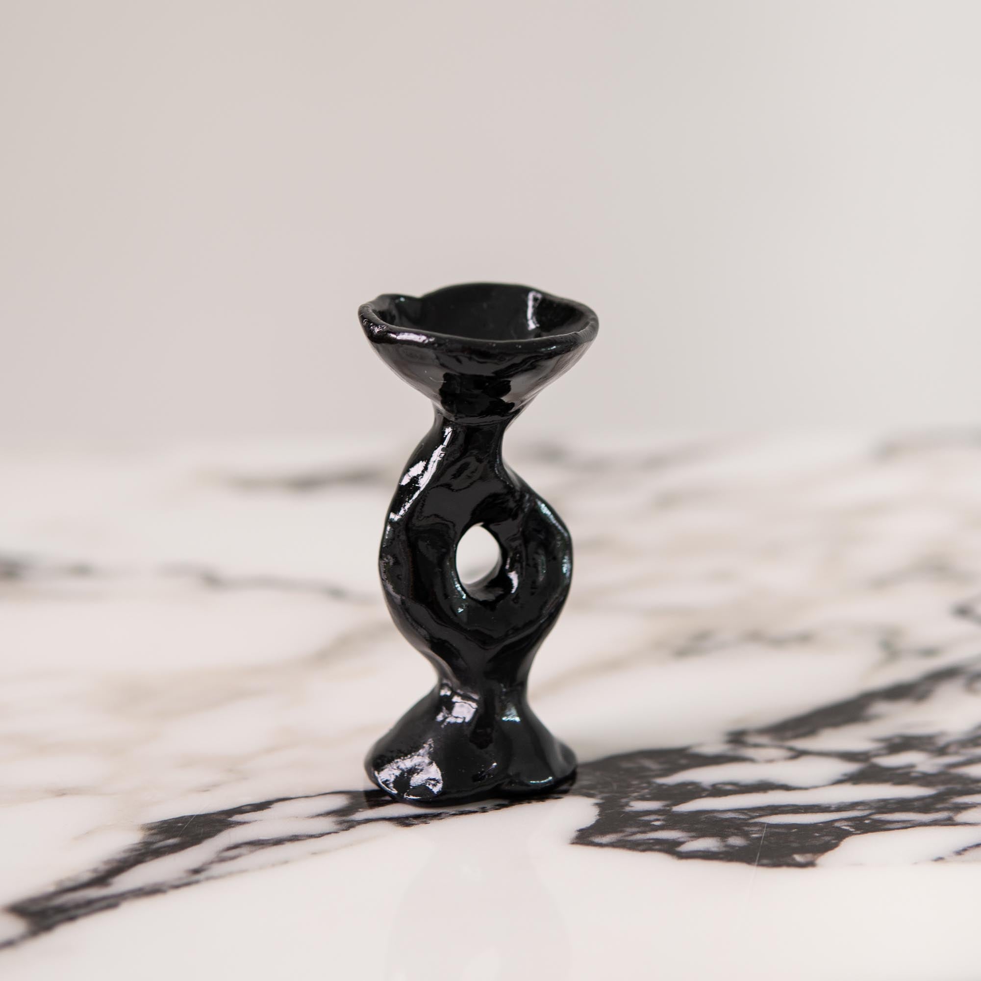 Black Sculptural Incense Holder