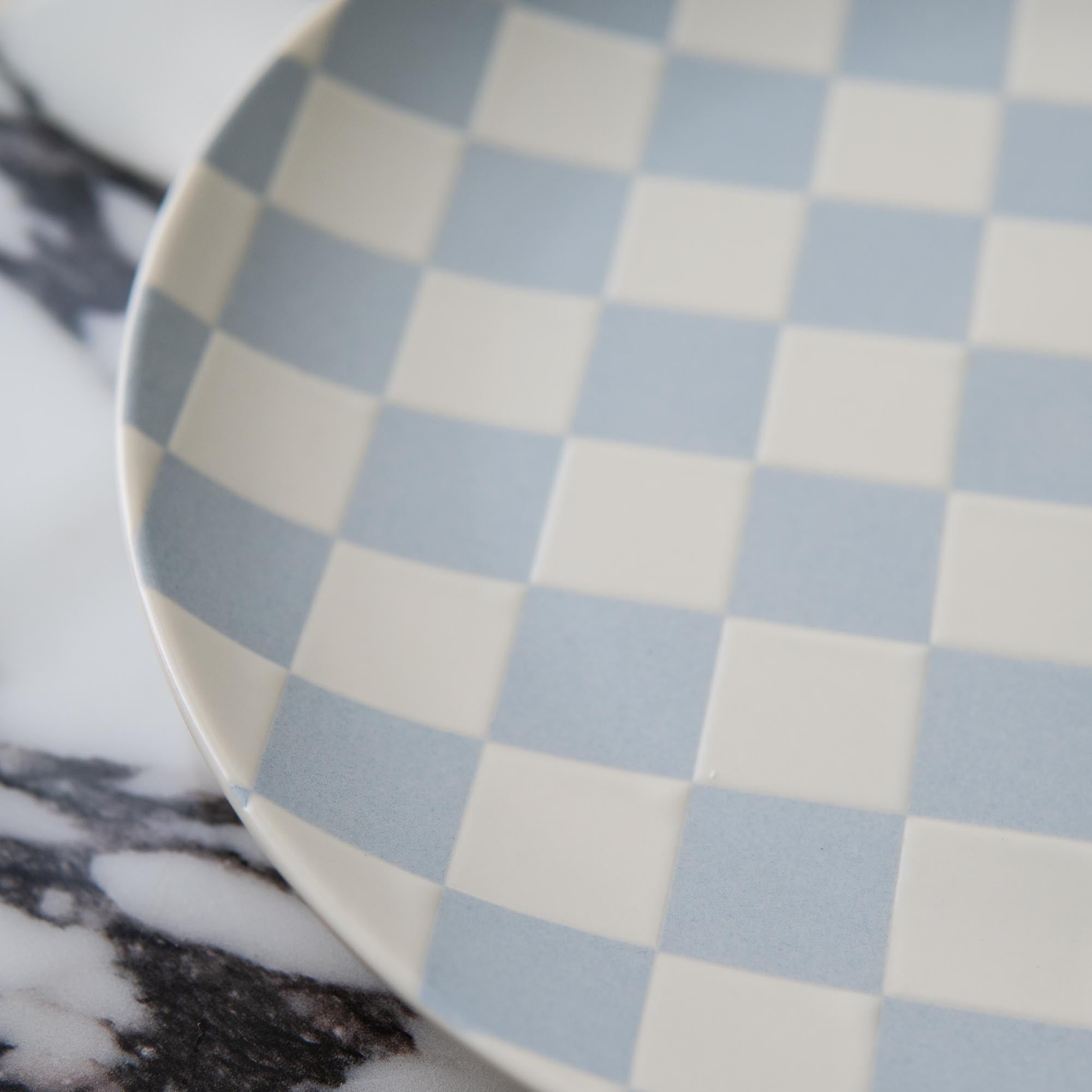 Blue Checkered Ceramic Plate