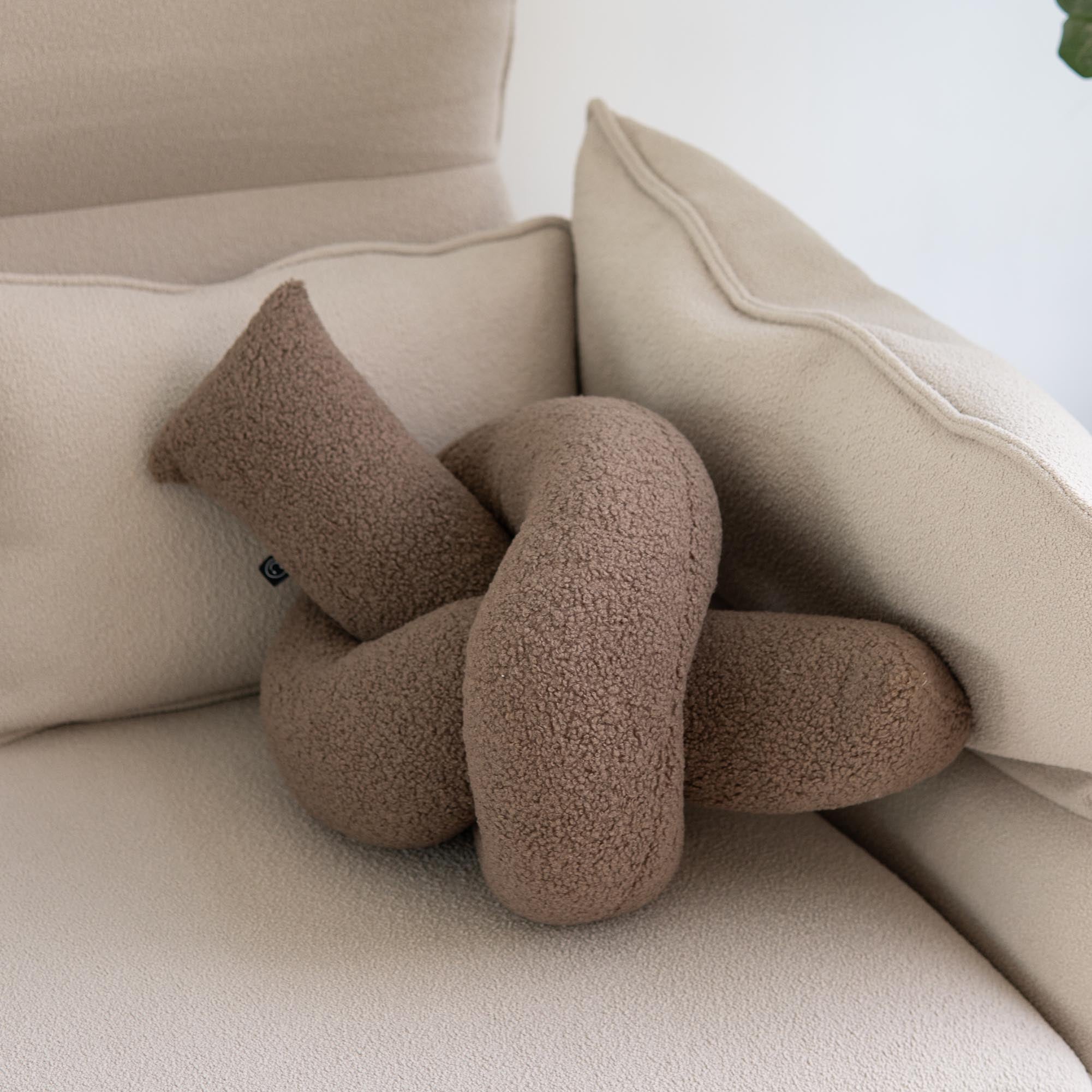 Taupe Tie Knot Cushion Neck Rest