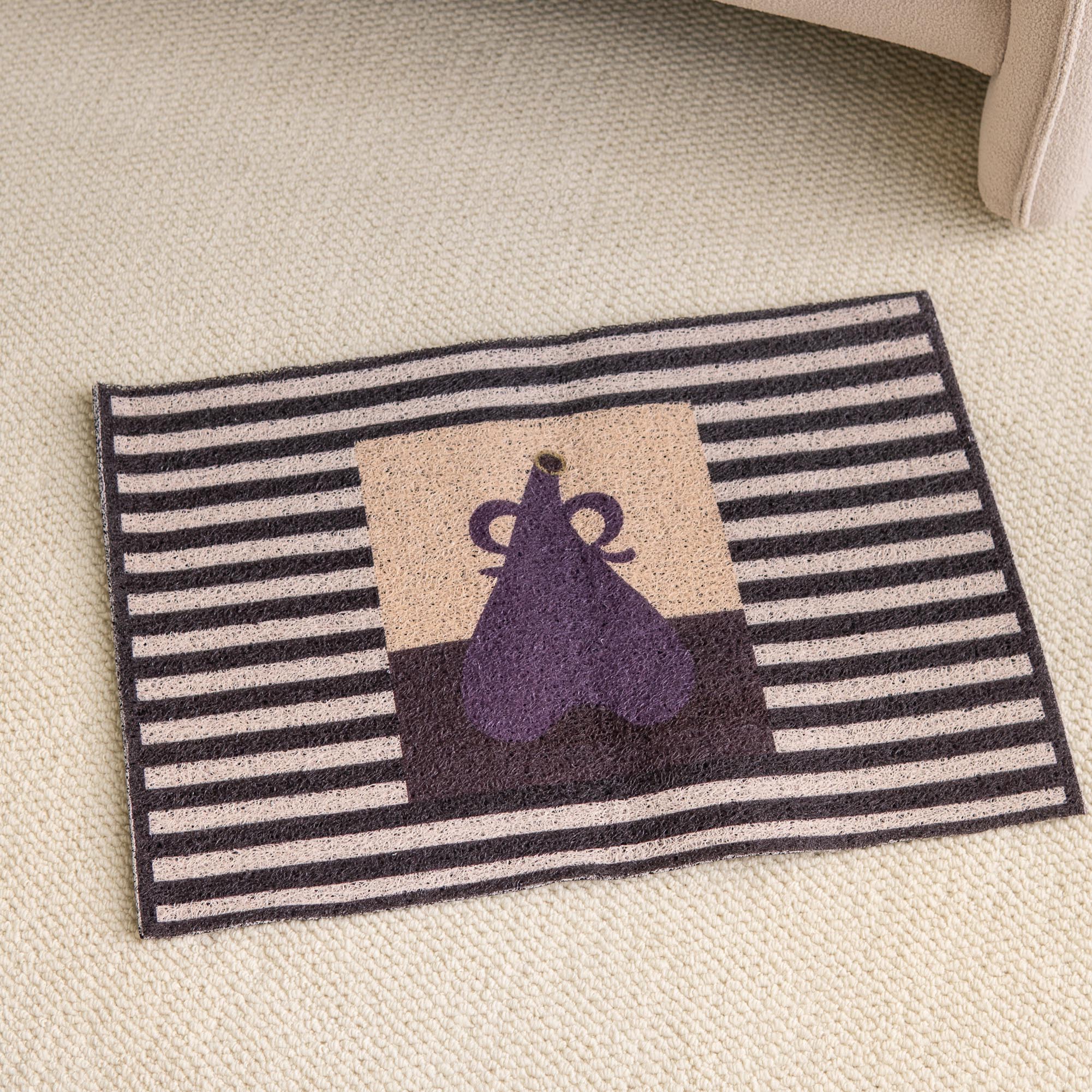 Aubergine Striped Waterproof Mat