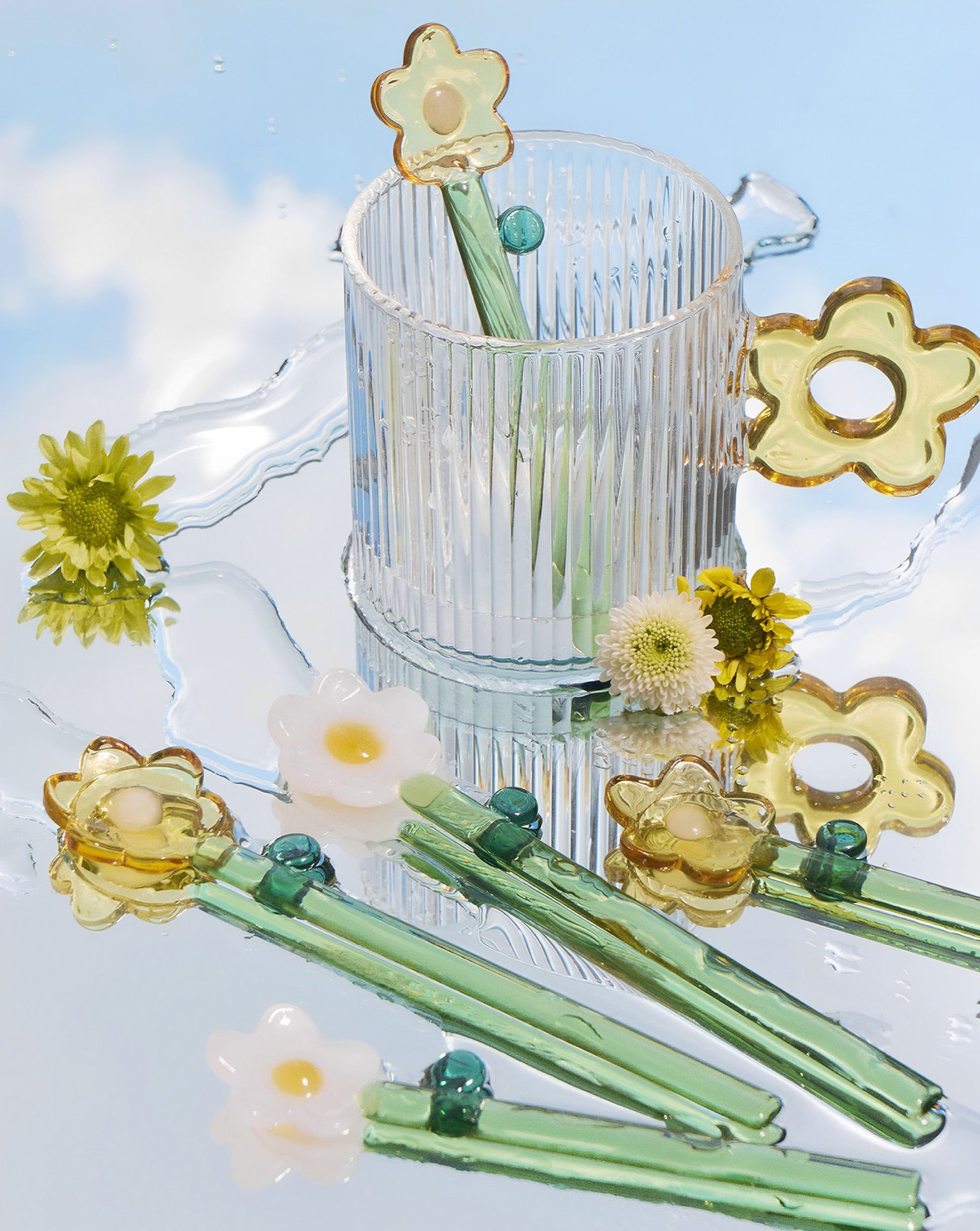 Flower Glass Stirrer (set of six)