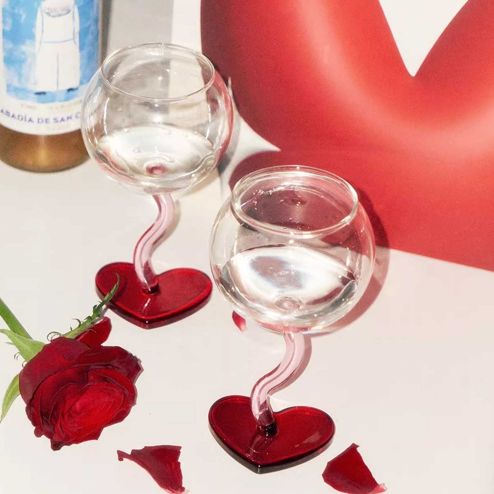 Heart-Base Wine Glass