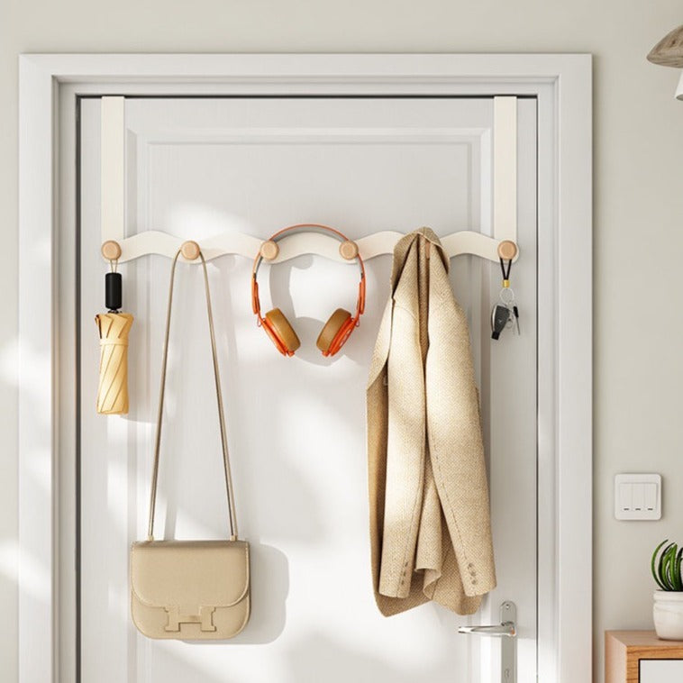 Cream Over-The-Door Hook with Wooden Studs