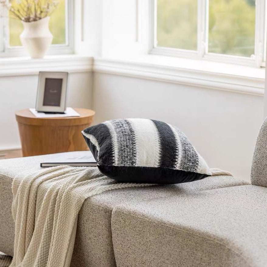 Black and White Striped Cushion Cover