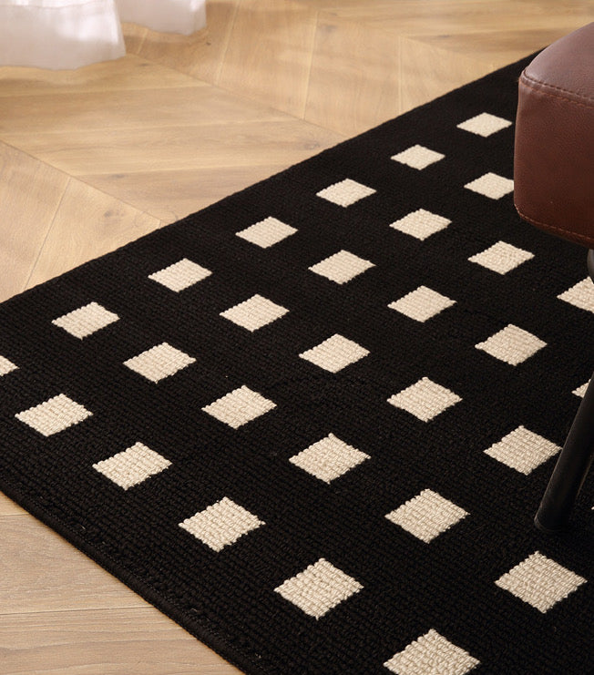 Black Dotted Square Rug