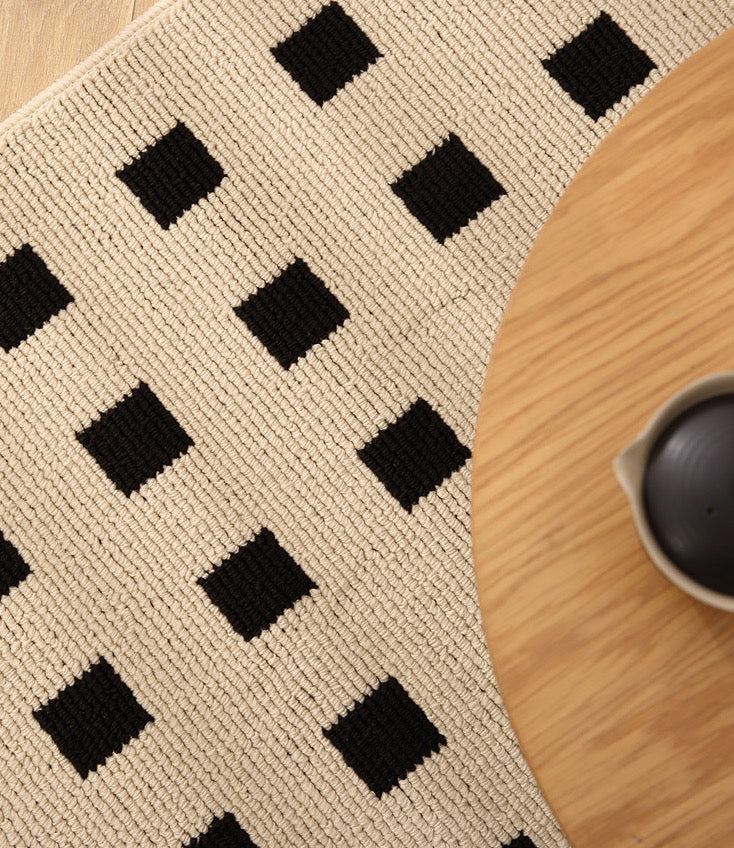 Beige Dotted Square Rug