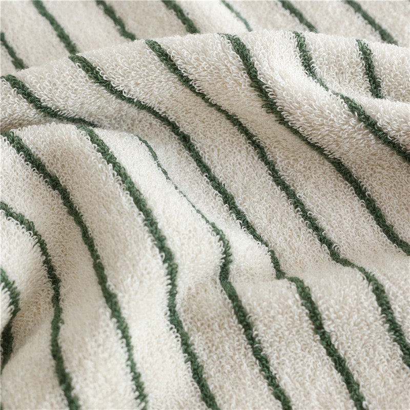 Green and White Striped Towel