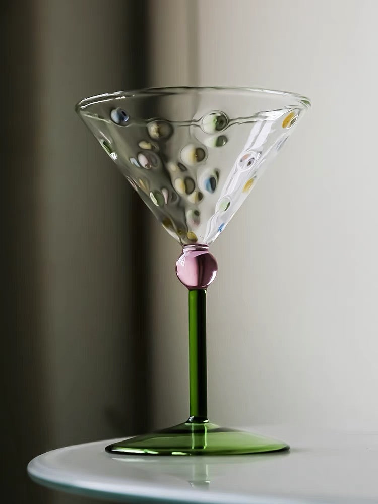 Green Speckled Cocktail Glass