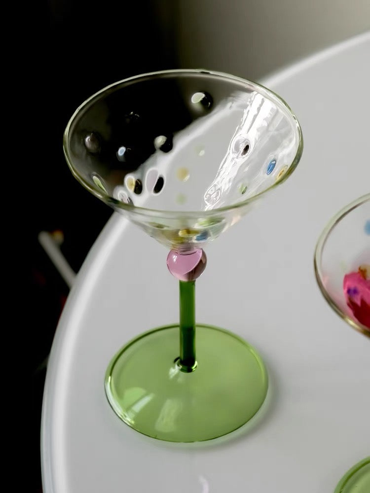 Green Speckled Cocktail Glass