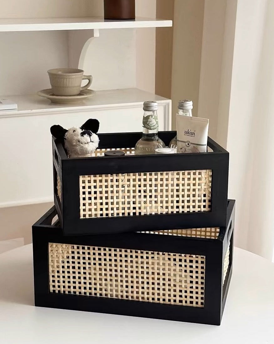 Rattan Basket with Black Frame