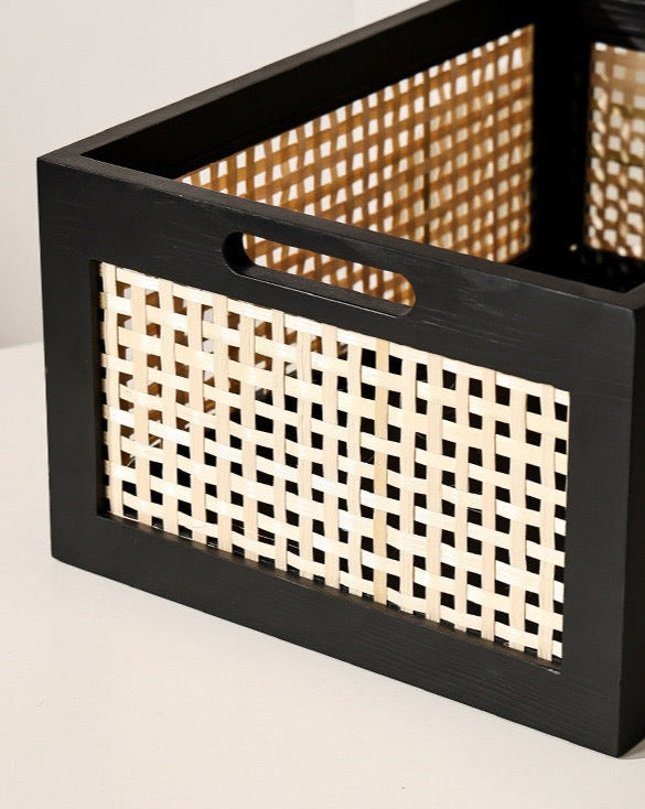 Rattan Basket with Black Frame