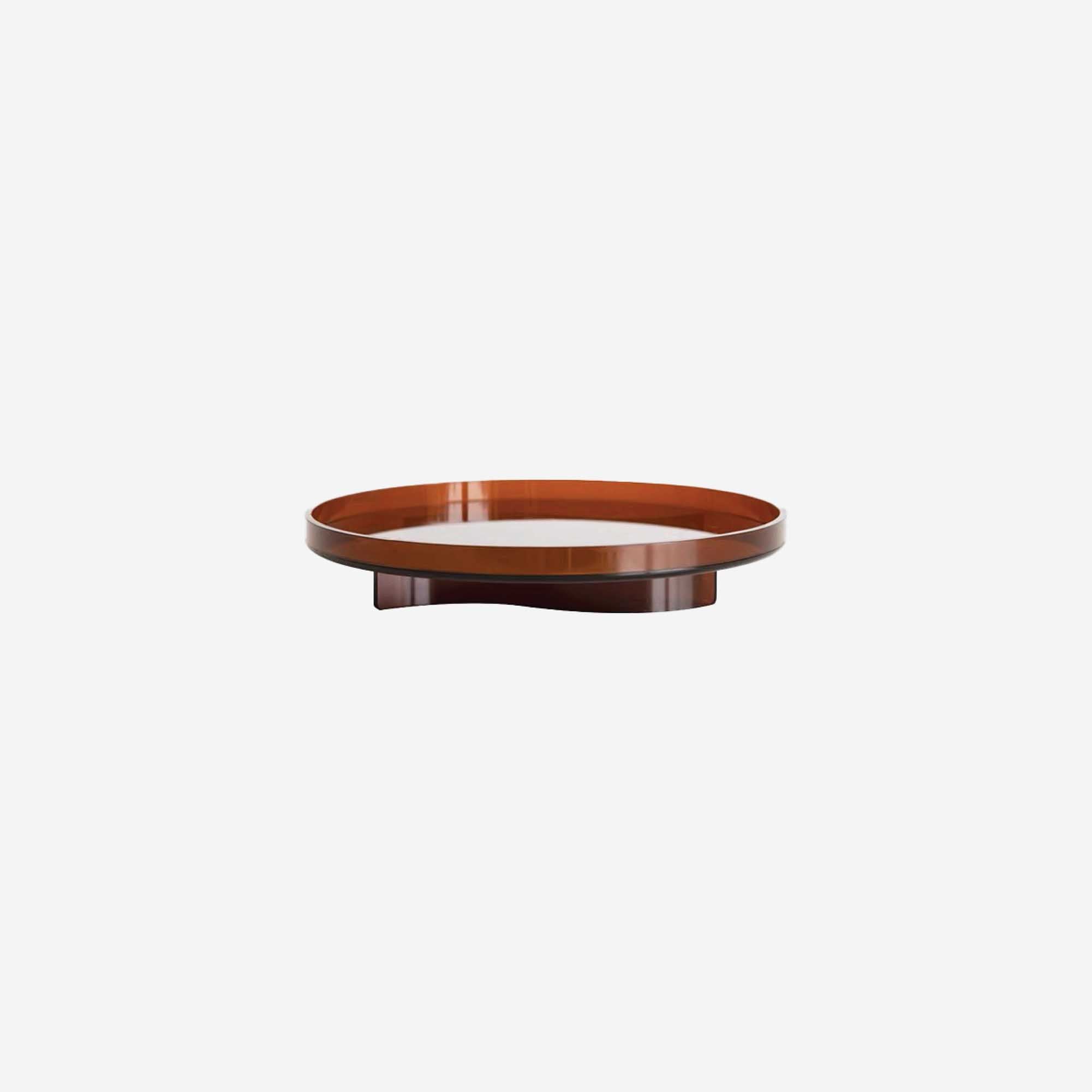 Brown Round Tray with Wavy Base