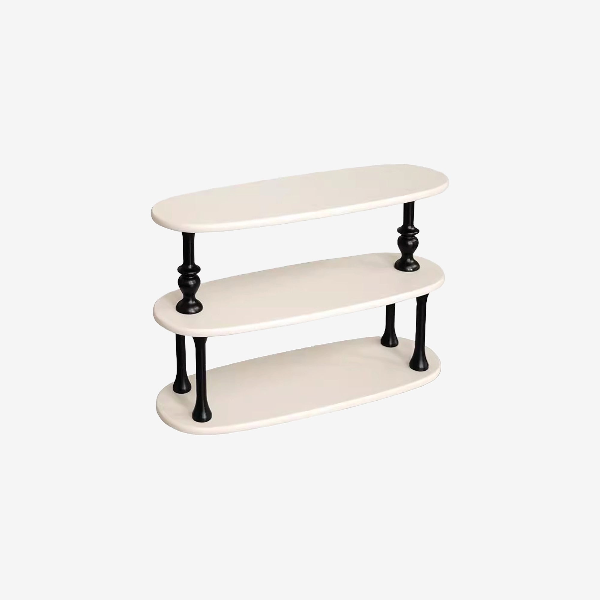 Ivory Wooden Rack with Black Pillars