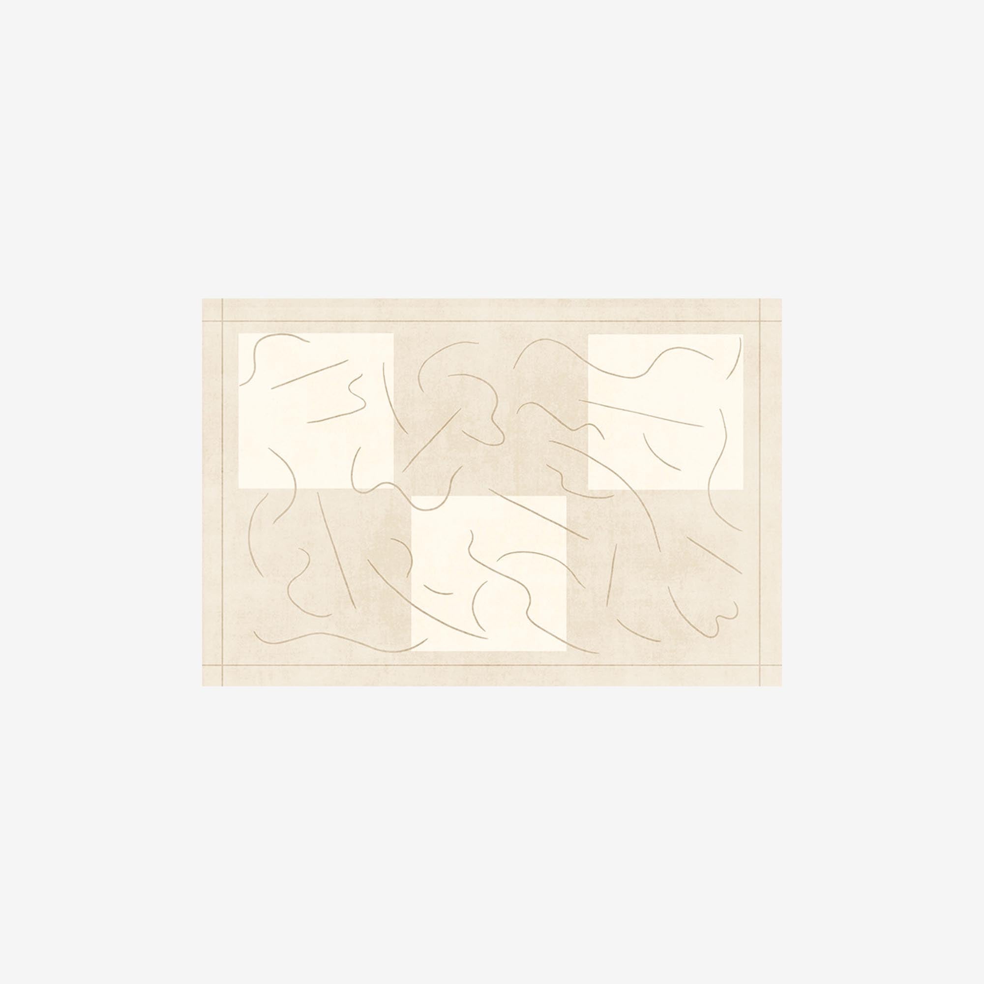 Beige Abstract Patch Print Rug