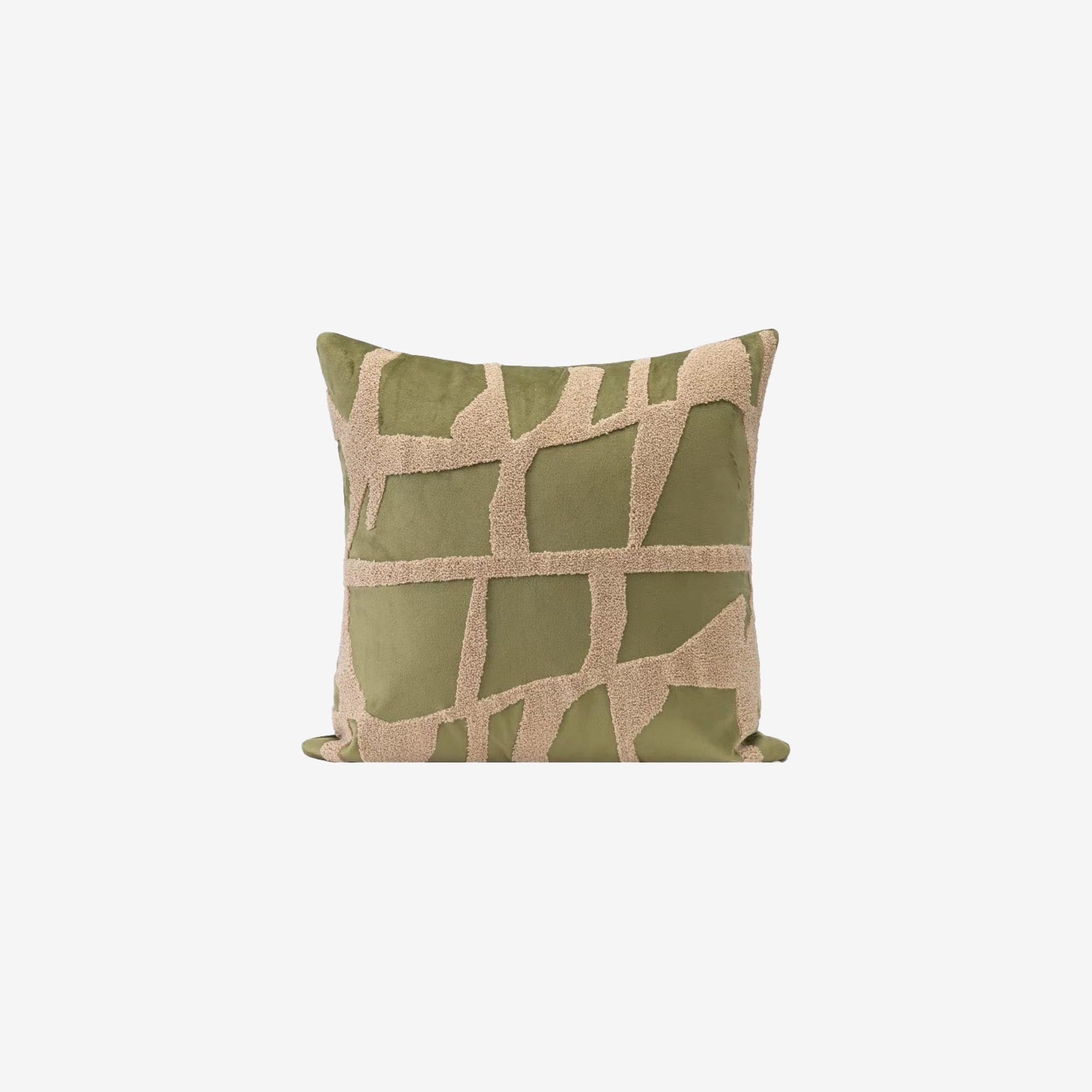 Green and Brown Patterned Cushion Cover