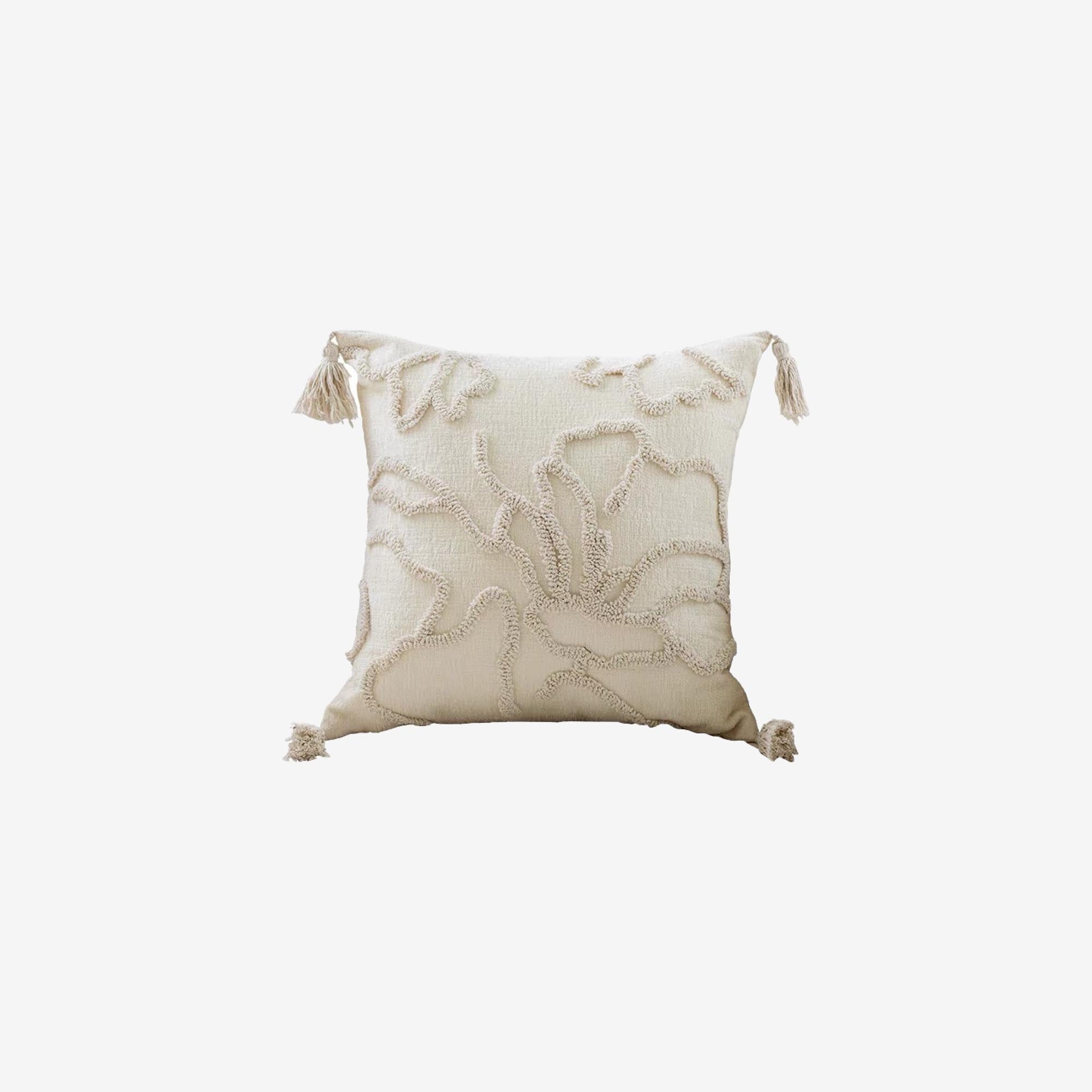 Cream Tassel Cushion Cover