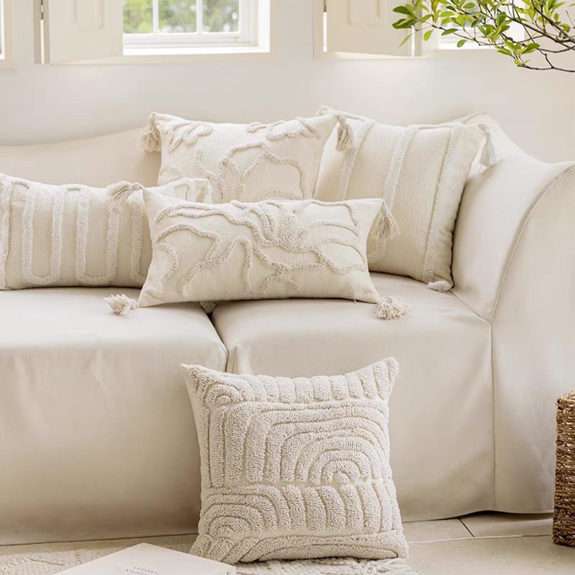 Cream Tassel Cushion Cover