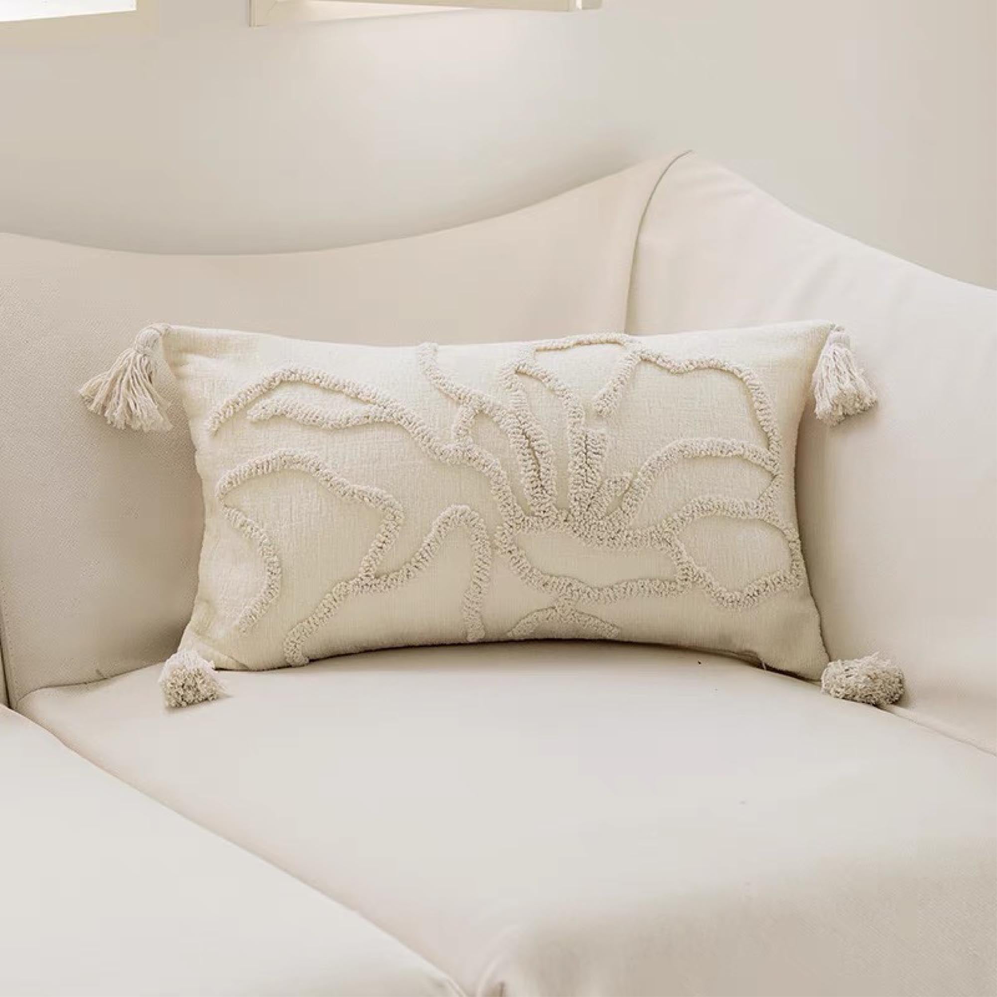 Cream Tassel Cushion Cover