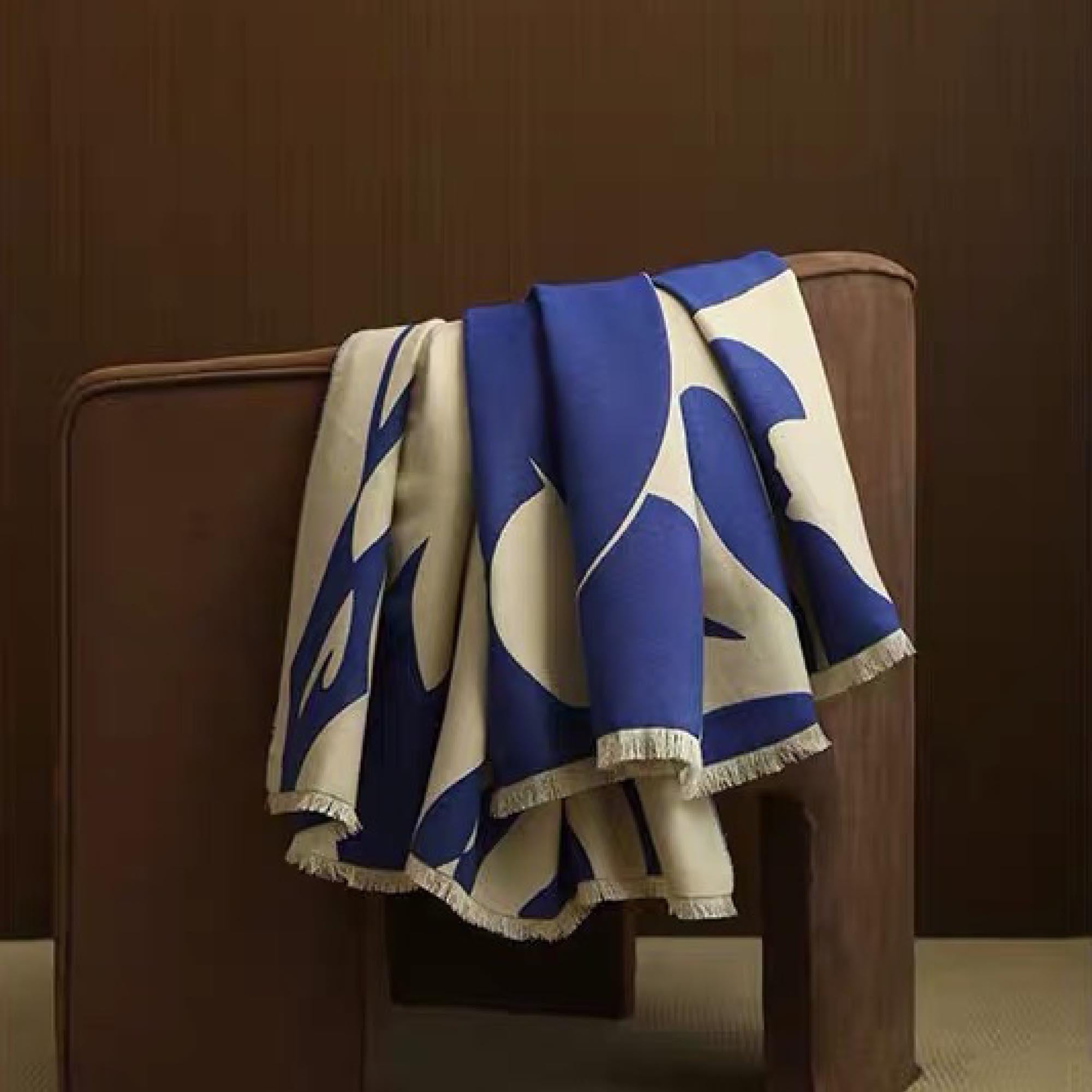 Cobalt Blue Abstract Print Throw