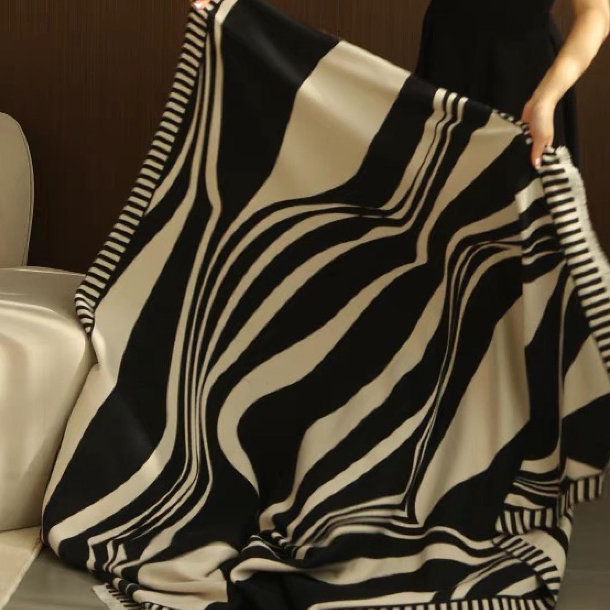 Monochrome Abstract Print Throw