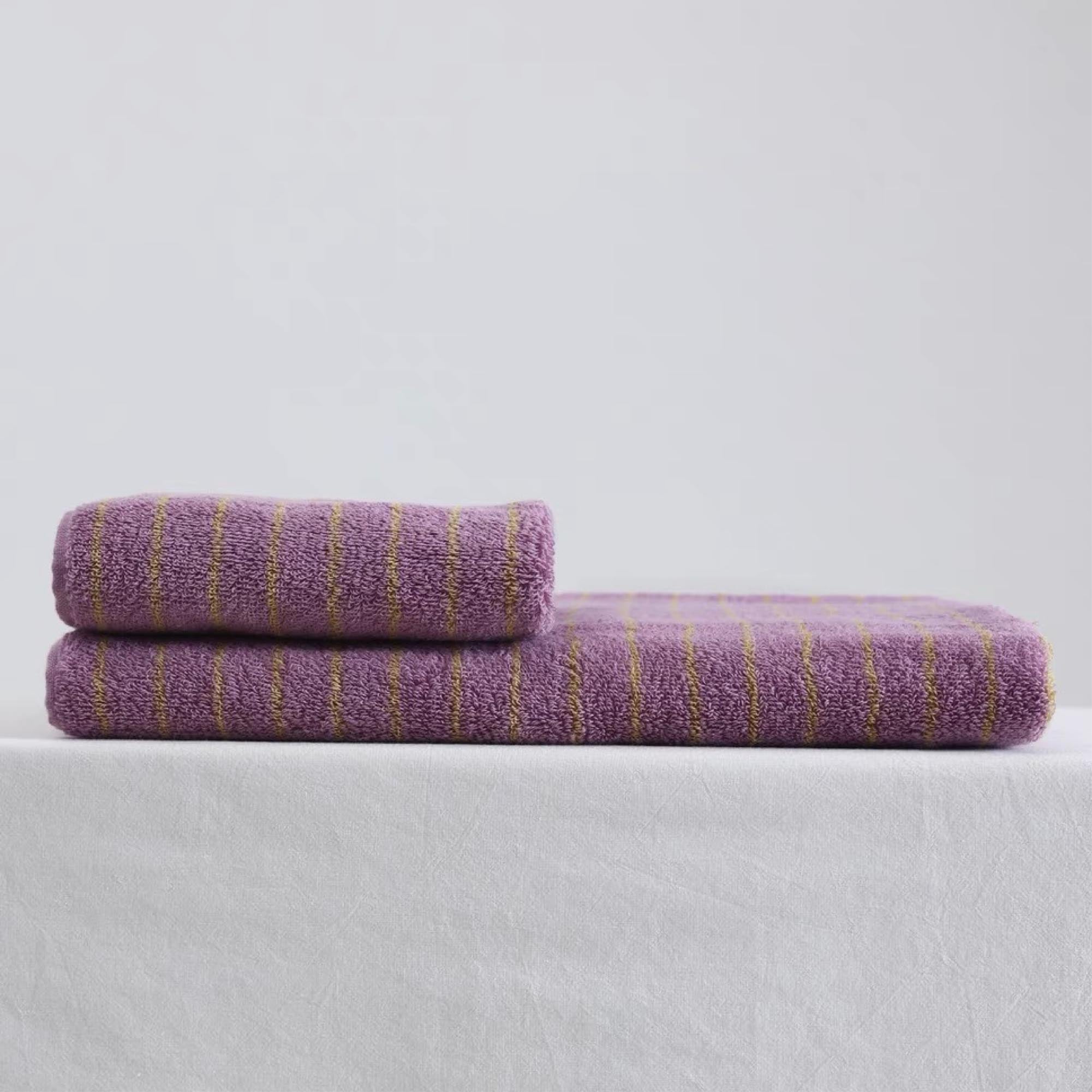 Purple and Yellow Striped Towel