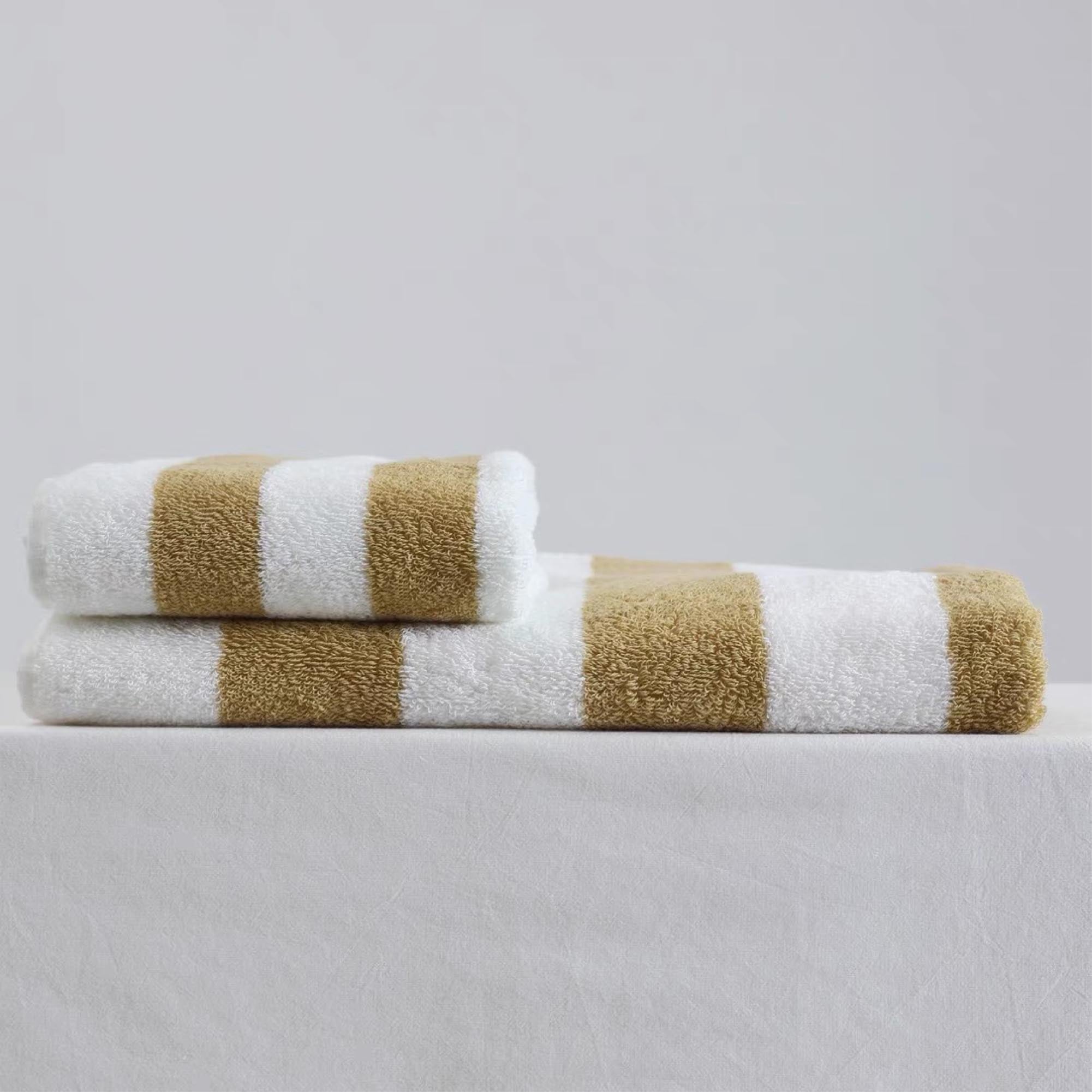 White and Yellow Striped Towel