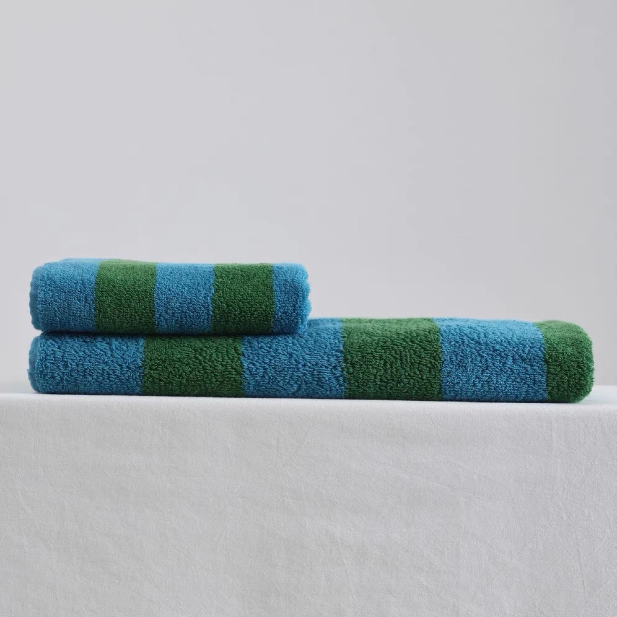 Blue and Green Striped Towel