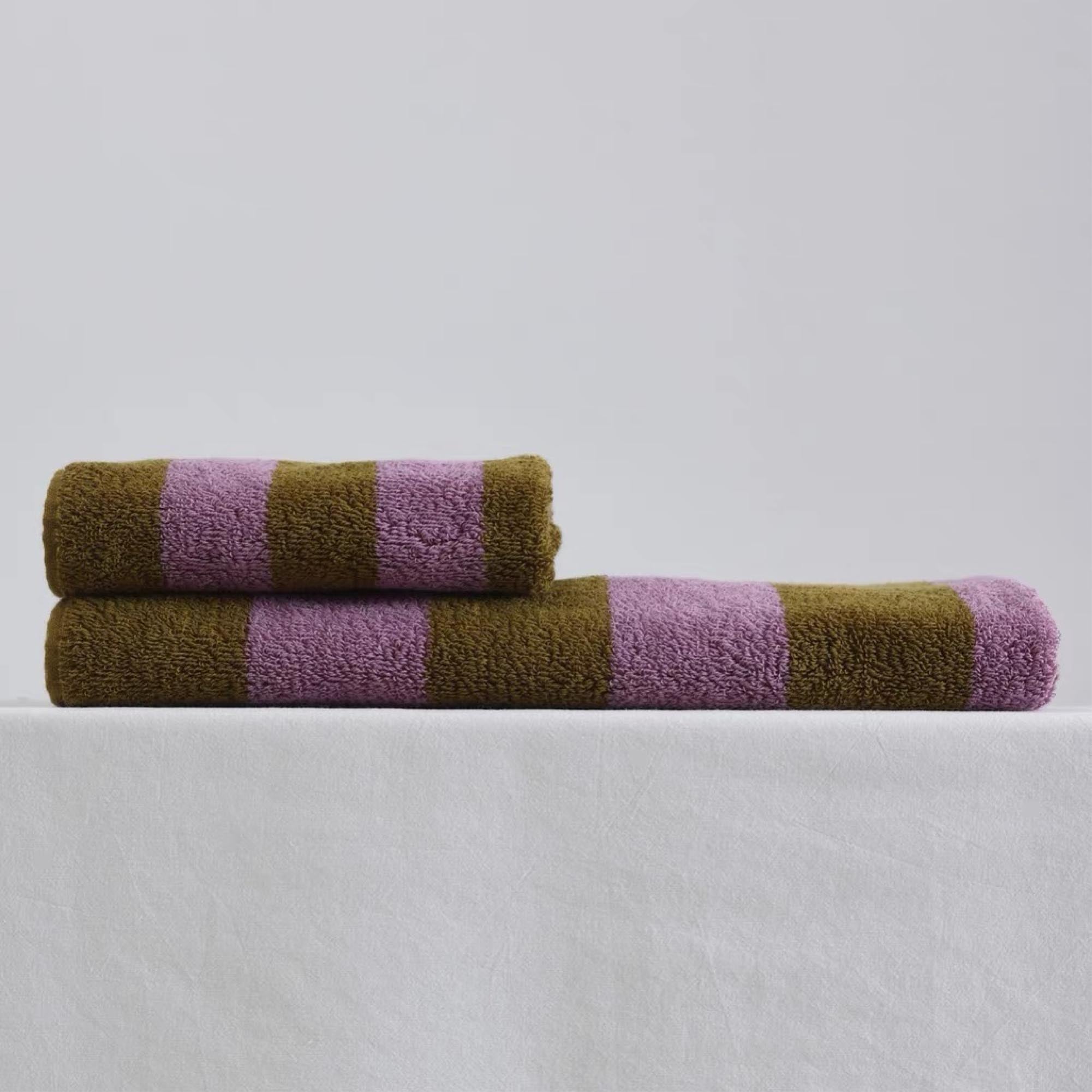 Pink and Brown Striped Towel