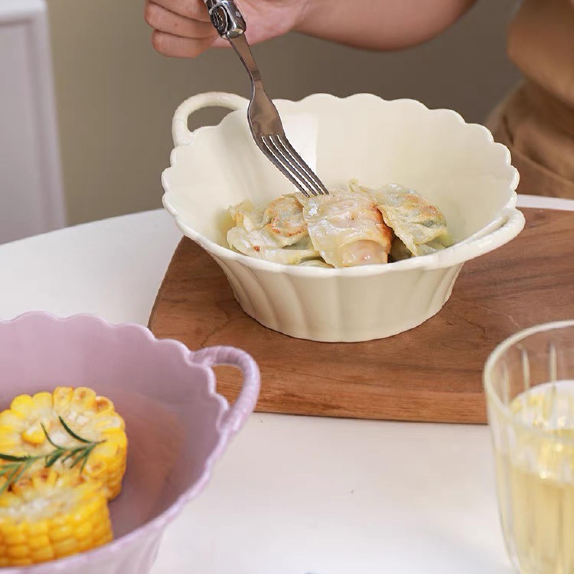 Ceramic Ripple Basket Bowl