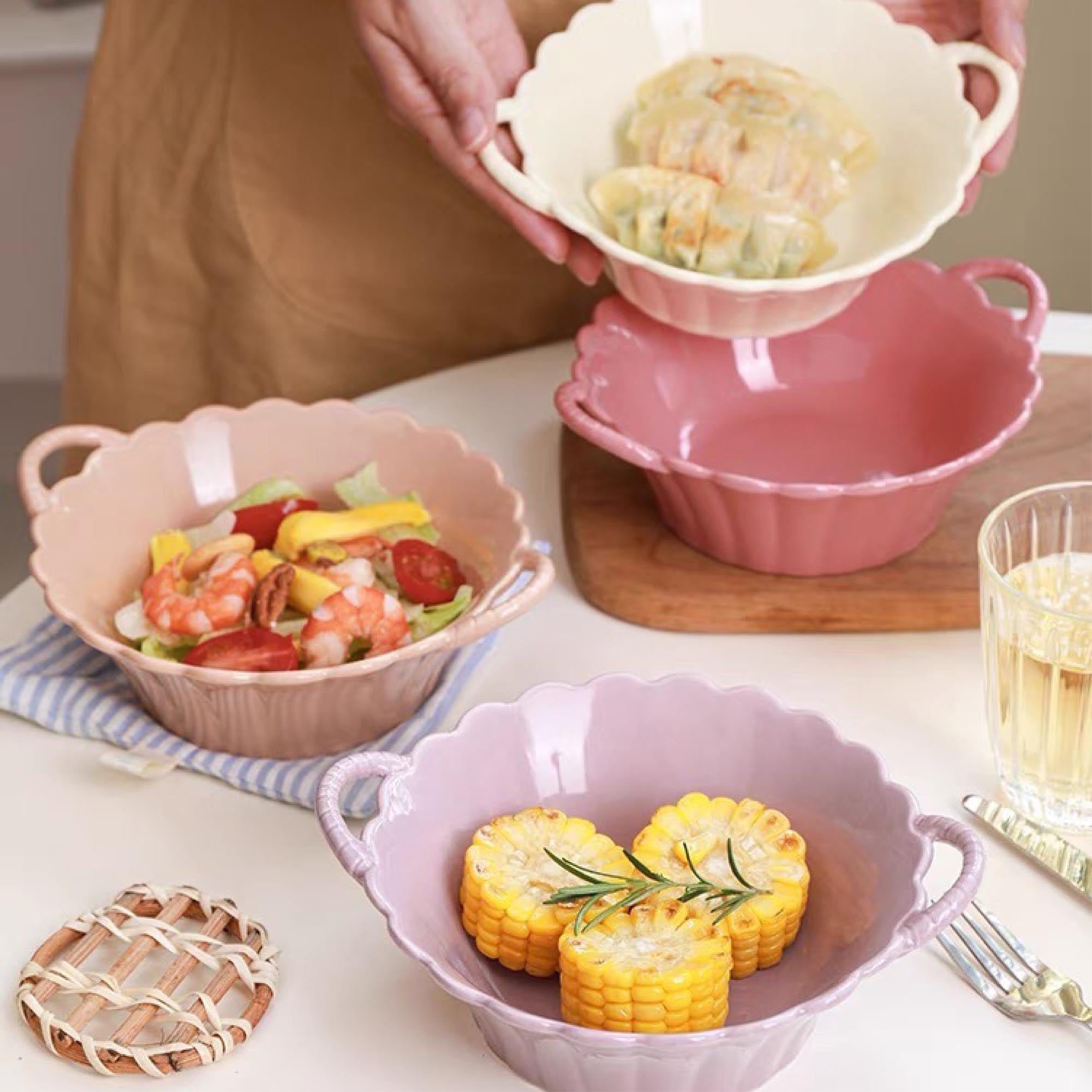 Ceramic Ripple Basket Bowl