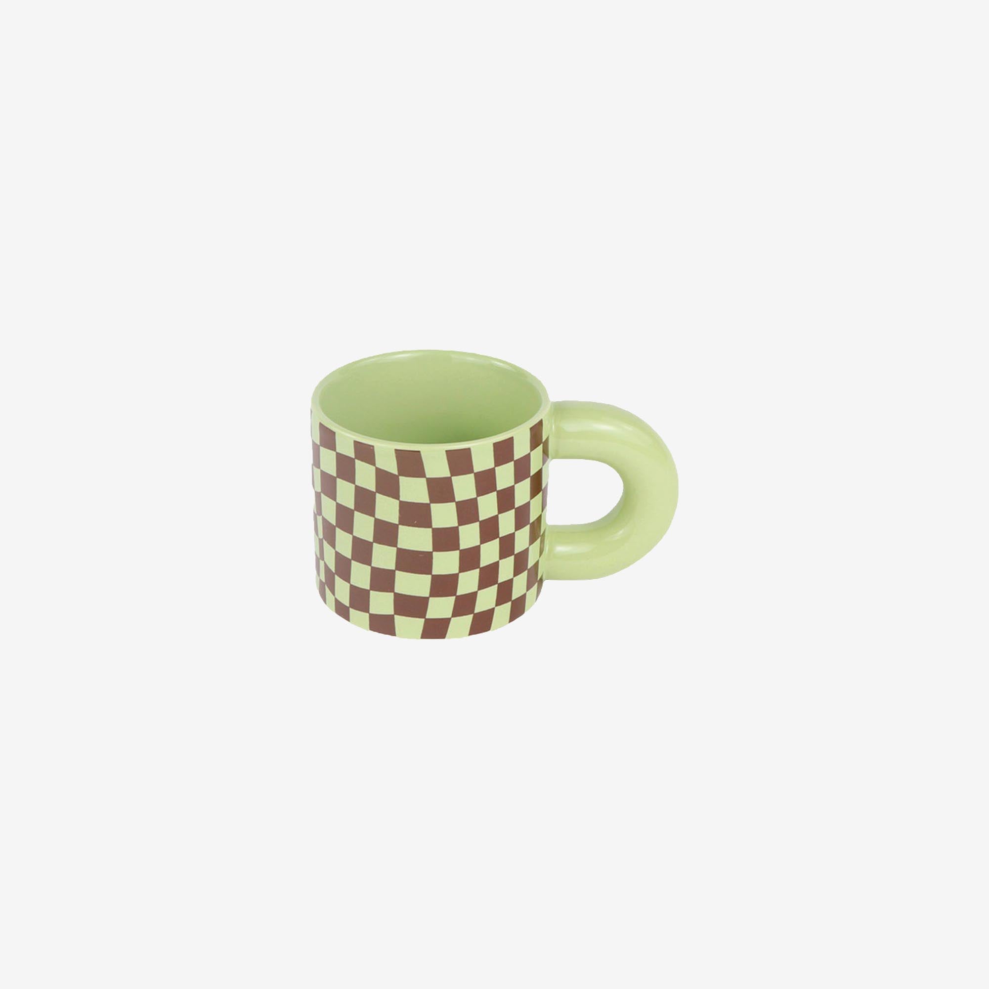 Green and Brown Checkered Mug