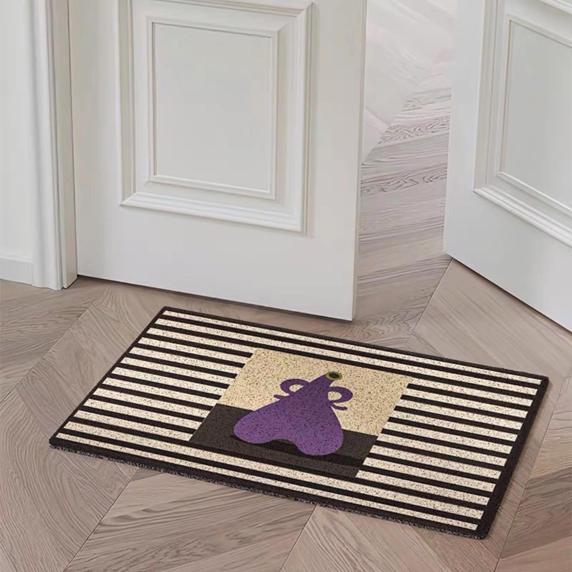 Aubergine Striped Waterproof Mat