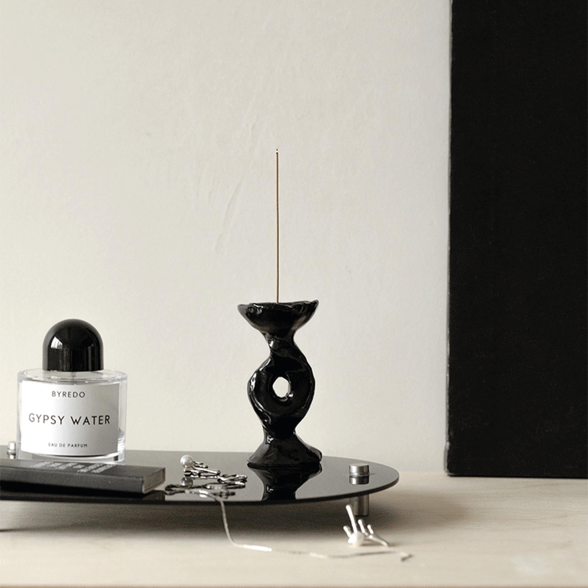 Black Sculptural Incense Holder